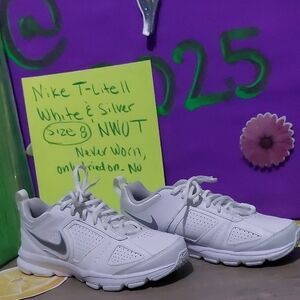 Nike White and Silver Athletic Shoes